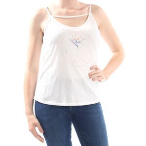 ROXY Womens White Graphic Print Spaghetti Strap Scoop Neck Tank Top M
